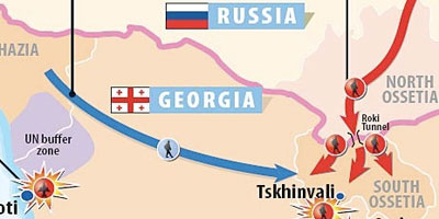 Map and numbers on Georgia-Russia war - Click to enlarge